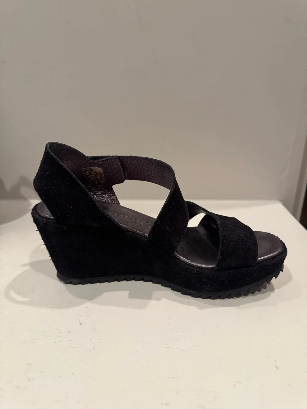 Pedro Garcia Black Wedge Sandal